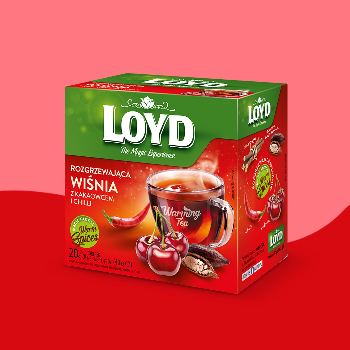 Herbatka rozgrzewająca Loyd Wiśnia z kakaowcem i chilli 20 torebek