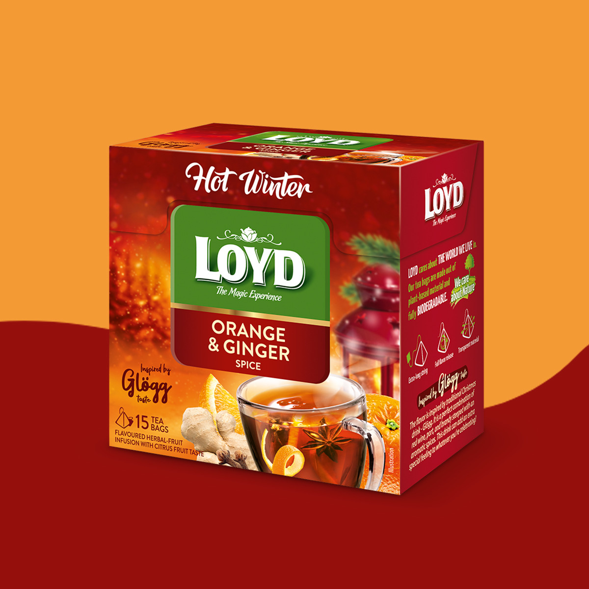 Herbatka owocowo - ziołowa Loyd Hot Winter o smaku Pomarańczy i Imbiru 15 torebek