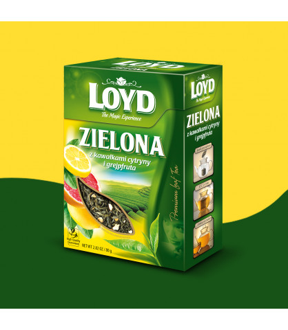 Herbata zielona Loyd z kawałkami cytryny i grejpfruta 80 g