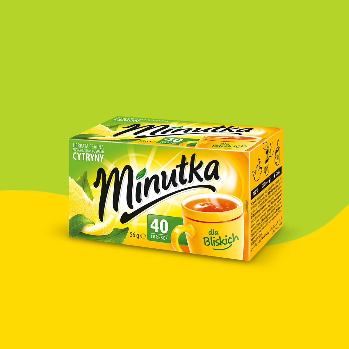 Herbata czarna Minutka o smaku cytryny 40 torebek
