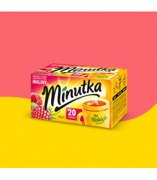 Minutka black tea with raspberry flavour, 20 tea bags