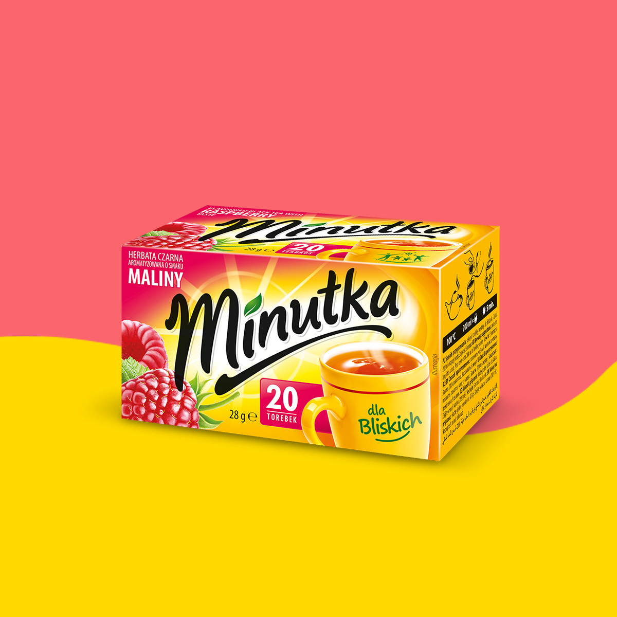 Herbata czarna Minutka o smaku maliny 20 torebek