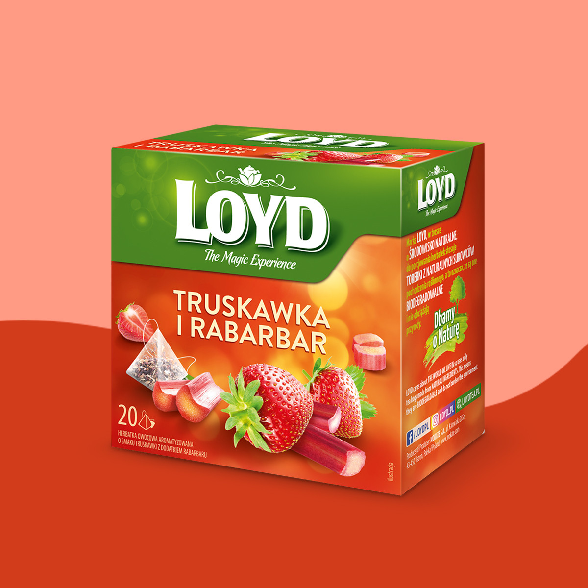 Herbatka owocowa Loyd Truskawka i Rabarbar 20 torebek