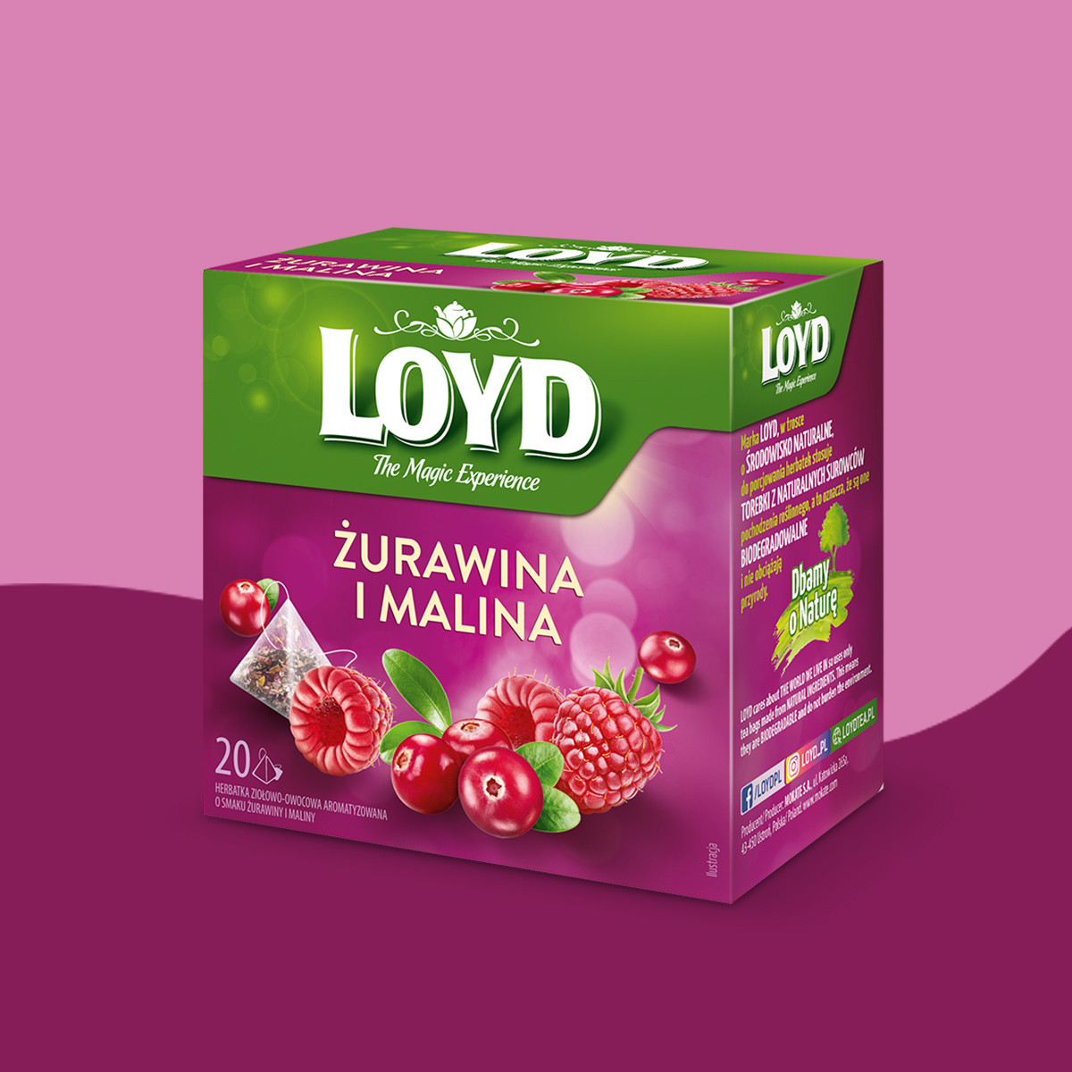 Herbatka owocowa Loyd Żurawina i Malina 20 torebek