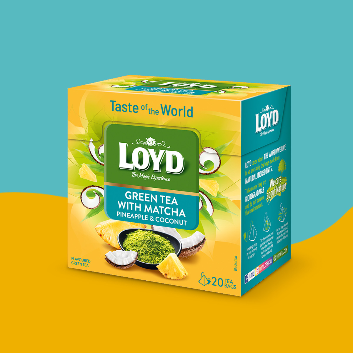 Loyd Taste of The World Green Tea with Coconut and Pineapple Flavour and Matcha Green Tea – 20 Tea Bags
