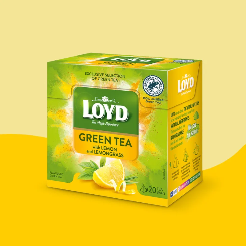 Herbata zielona Loyd o smaku Cytryny z Trawą cytrynową 20 torebek
