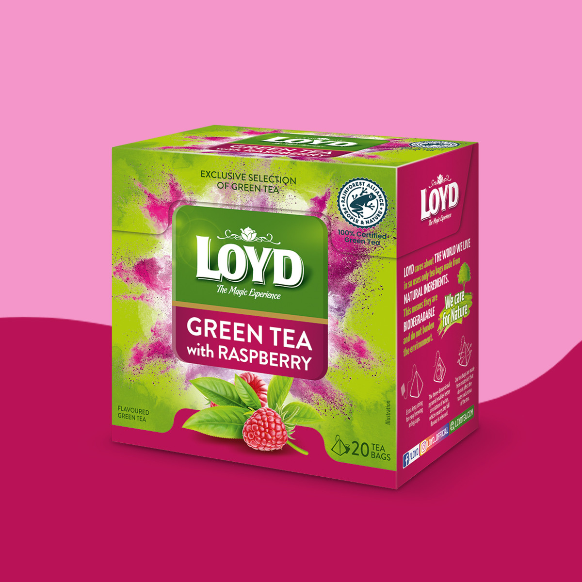 Herbata zielona Loyd o smaku Maliny 20 torebek