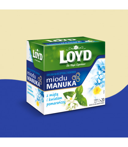 Herbata Loyd Miód Manuka z miętą i kwiatem pomarańczy 20 torebek