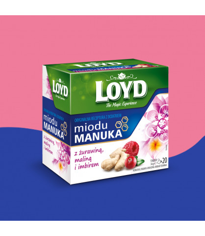 Herbata Loyd Miód Manuka z żurawiną, maliną i imbirem 20 torebek