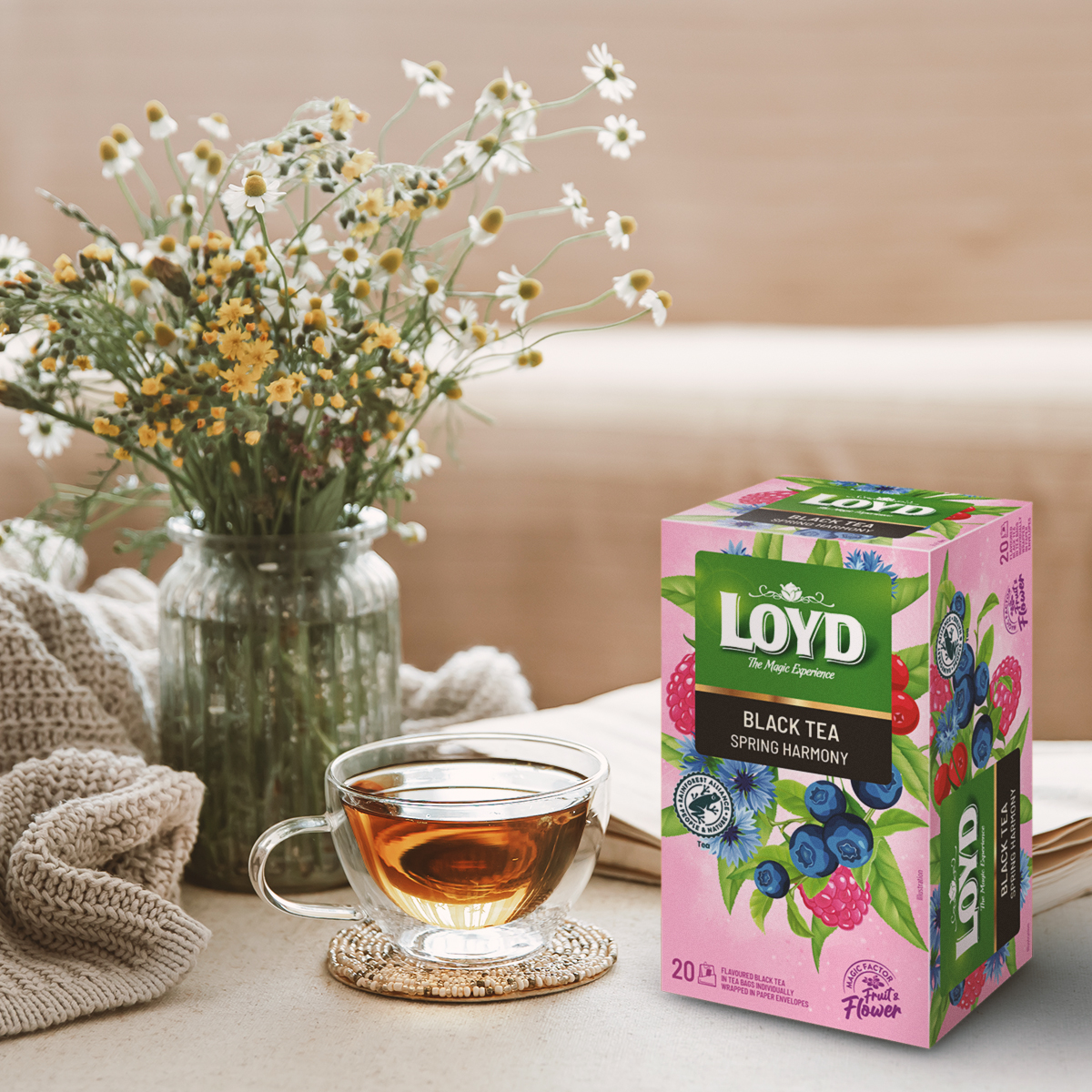 HERBATA CZARNA AROMATYZOWANA SPRING HARMONY 20 SASZETEK