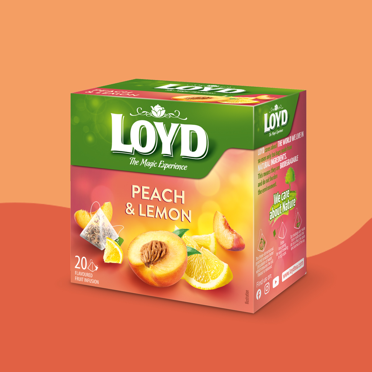 LOYD PEACH AND LEMON FRUIT TEA, 20 BAGS
