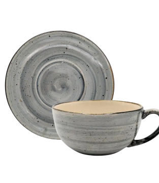 FILIŻANKA KERA JUBMO RUSTIC SZARY cappuccino ze spodkiem