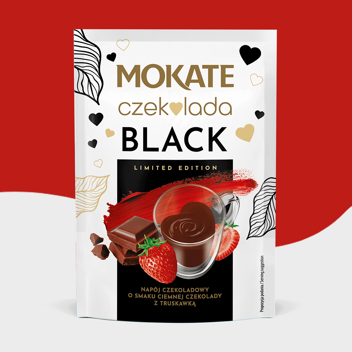 NAPÓJ O SMAKU CIEMNEJ CZEKOLADY Z TRUSKAWKĄ 40G BLACK