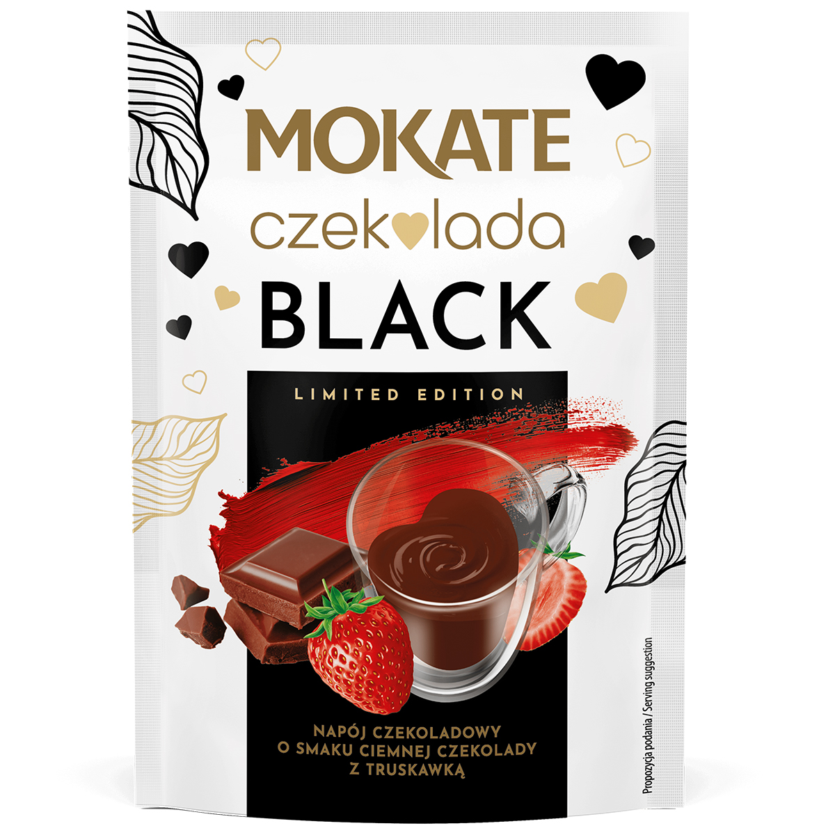 NAPÓJ O SMAKU CIEMNEJ CZEKOLADY Z TRUSKAWKĄ 40G BLACK