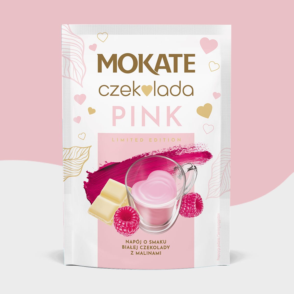 NAPÓJ O SMAKU BIAŁEJ CZEKOLADY Z MALINAMI 40G PINK