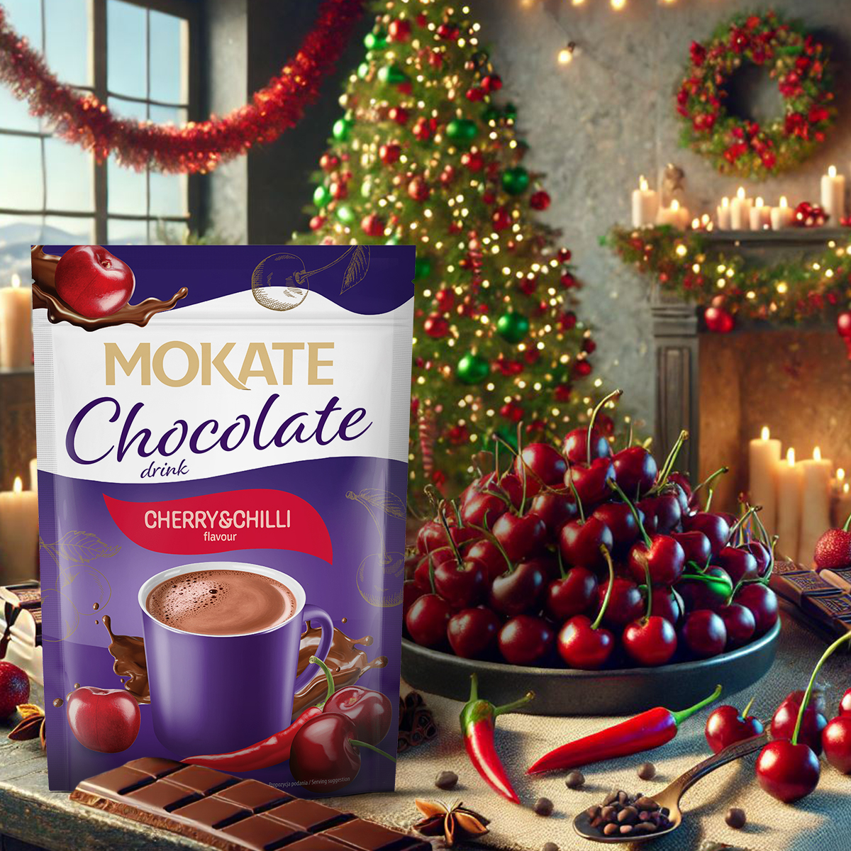 NAPÓJ CZEKOLADOWY MOKATE O SMAKU WIŚNII Z CHILLI