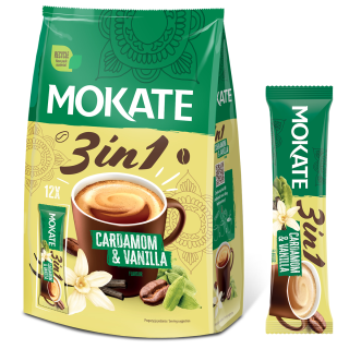 Napój Kawowy Kawa 3w1 Instant Mix Kawowy Kardamon Wanilia Mokate 17gx12