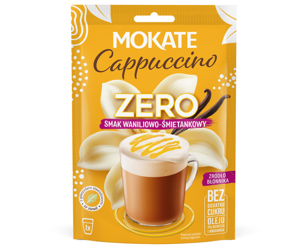 CAPPUCCINO MOKATE ZERO WANILIA I ŚMIETANKA 20G bez dodatku cukru