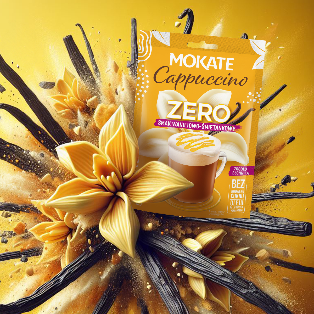 CAPPUCCINO MOKATE ZERO WANILIA I ŚMIETANKA 20G bez dodatku cukru