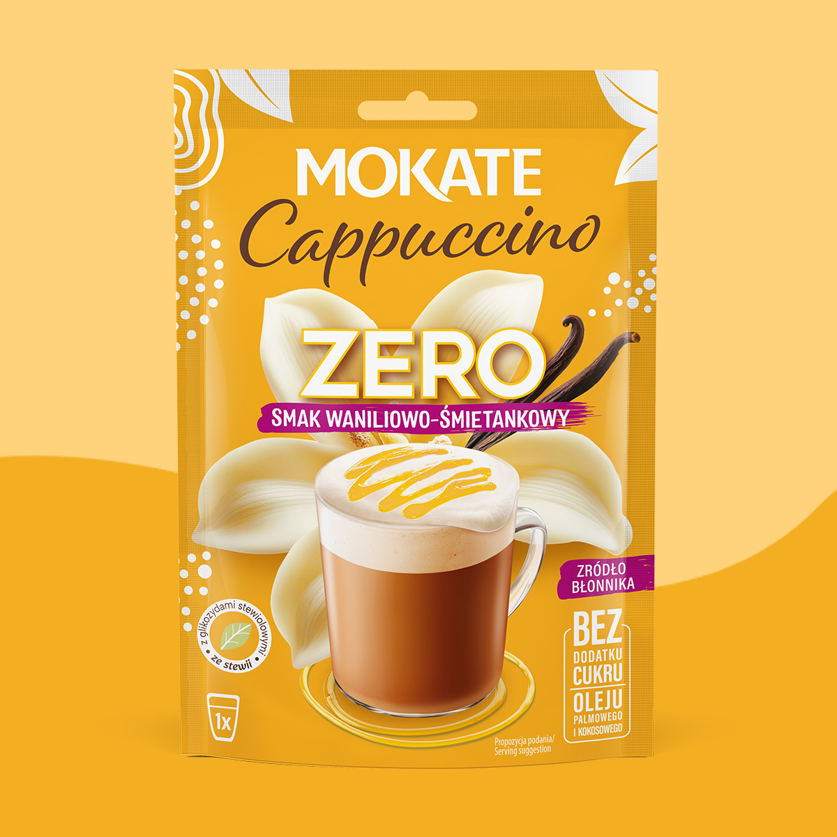 CAPPUCCINO MOKATE ZERO WANILIA I ŚMIETANKA 20G bez dodatku cukru