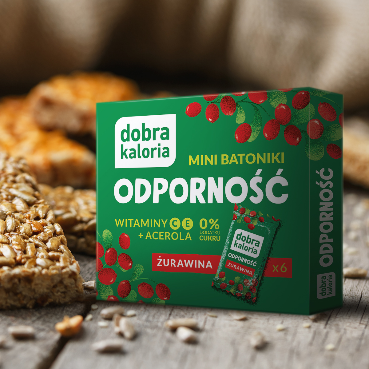 Dobra Kaloria Mini Batoniki Batony Odporność Żurawina Acerola Witaminy C+E
