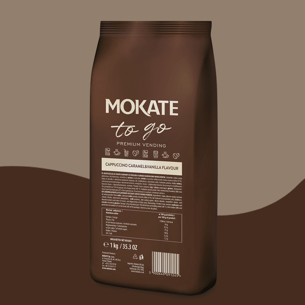 CAPPUCCINO MOKATE TO GO KARMEL & WANILIA VENDING 1 KG
