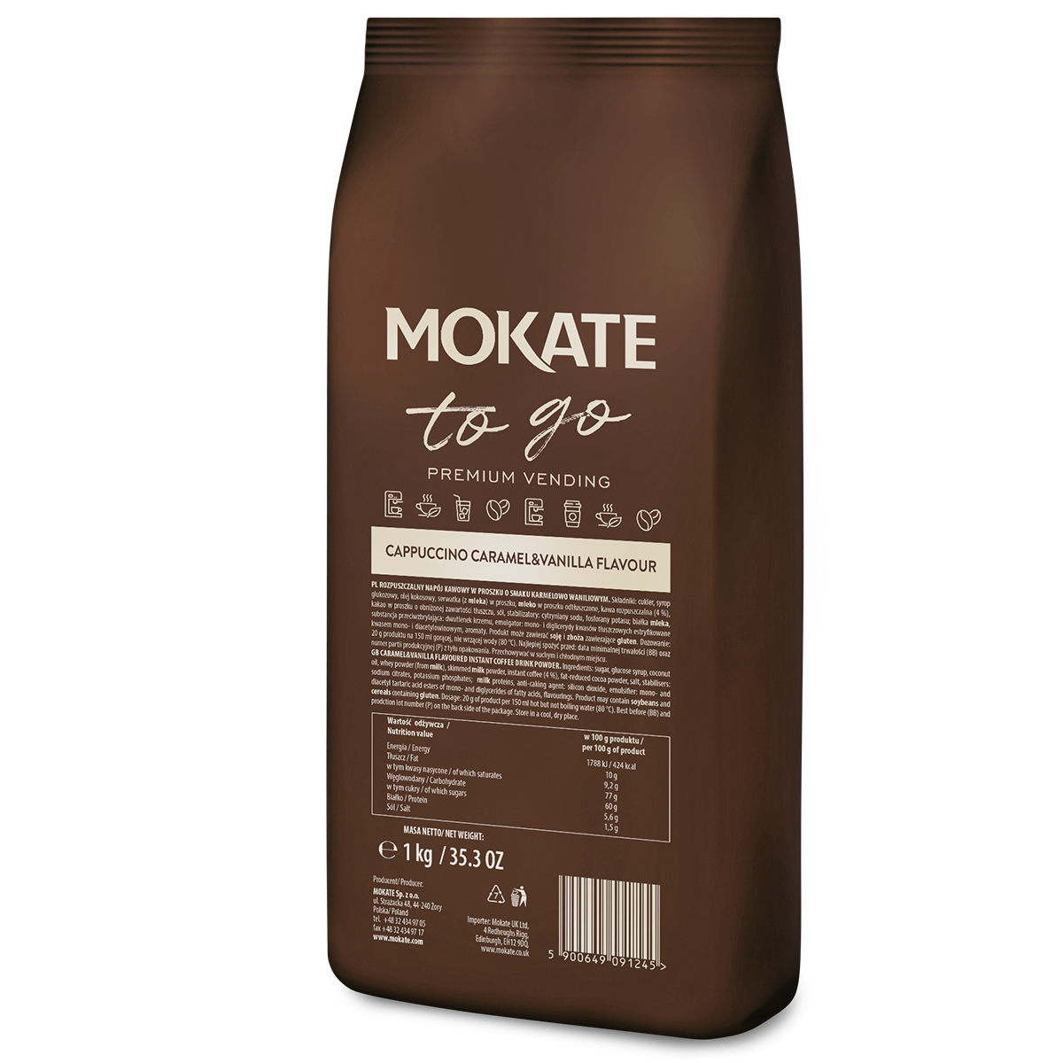CAPPUCCINO MOKATE TO GO KARMEL & WANILIA VENDING 1 KG