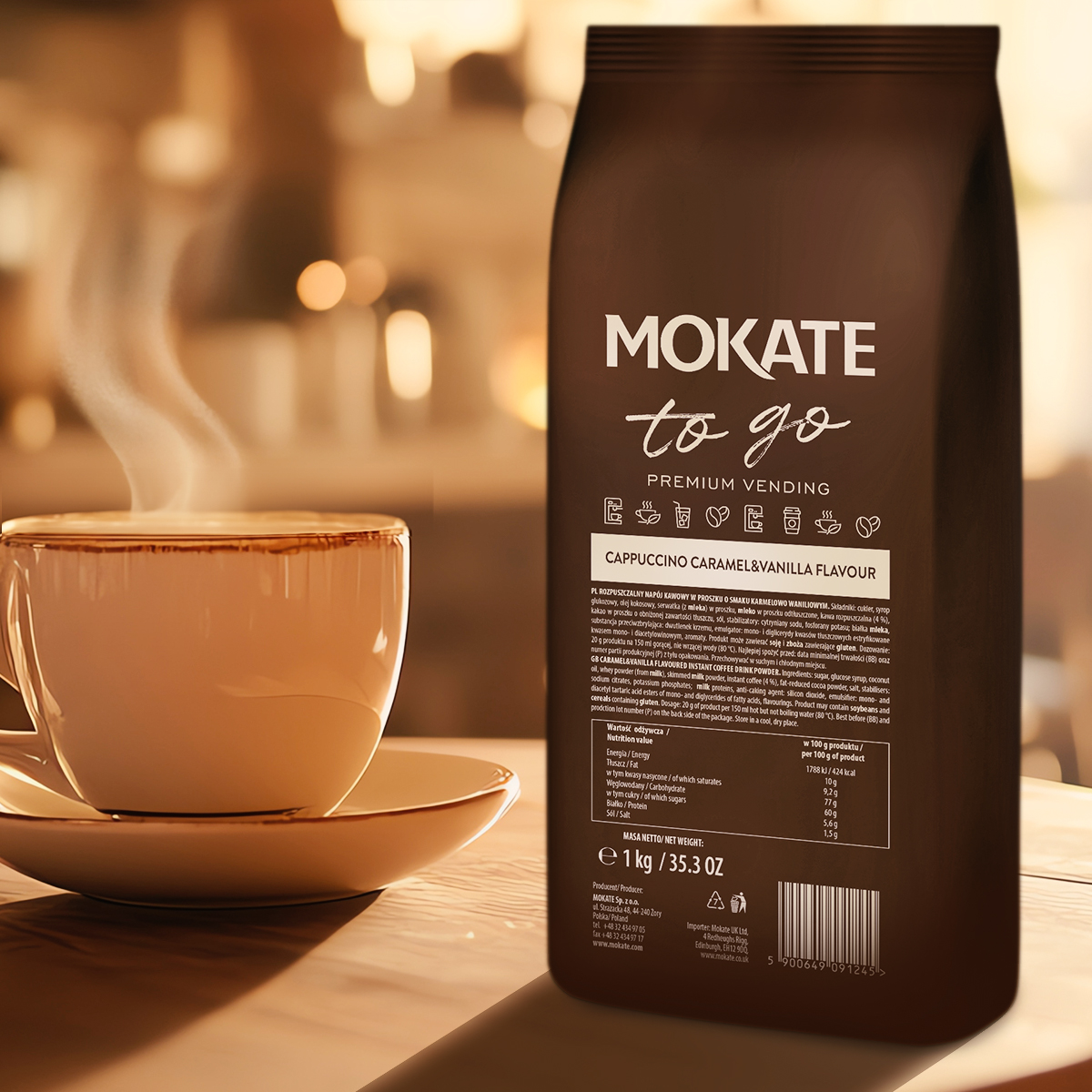 CAPPUCCINO MOKATE TO GO CARAMEL & VANILLA VENDING 1 KG