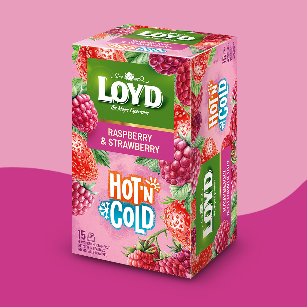 HERBATKA OWOCOWA HOT&COLD MALINA & TRUSKAWKA 2Gx15