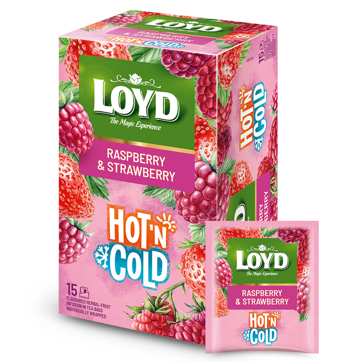 HERBATKA OWOCOWA HOT&COLD MALINA & TRUSKAWKA 2Gx15