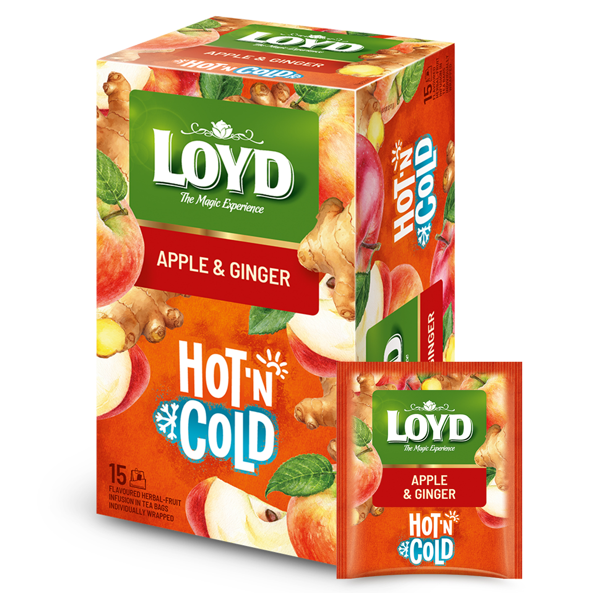 HERBATKA OWOCOWA HOT&COLD JABŁKO I IMBIR 2Gx15