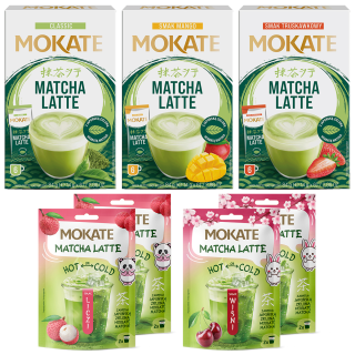 Mix Matcha Zestaw 3xLatte Matcha Mango, Truskawka, Klasyczne + 2xWiśnia, 2xLiczi
