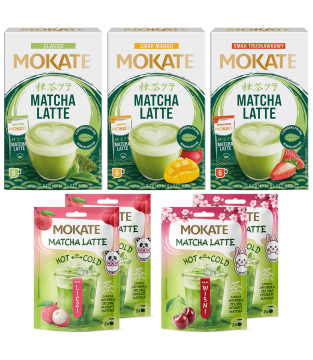 Matcha Mix Set: 3x Matcha Latte (Mango, Strawberry, Classic) + 2x Cherry, 2x Lychee