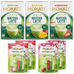 Mix Matcha Zestaw 3xLatte Matcha Mango, Truskawka, Klasyczne + 2xWiśnia, 2xLiczi | Mokate Sklep