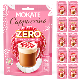 10 packs x CAPPUCCINO ZERO raspberry and coconut