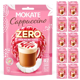 10 packs x CAPPUCCINO ZERO raspberry and coconut