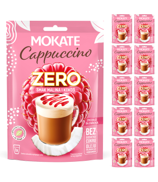 10 packs x CAPPUCCINO ZERO raspberry and coconut