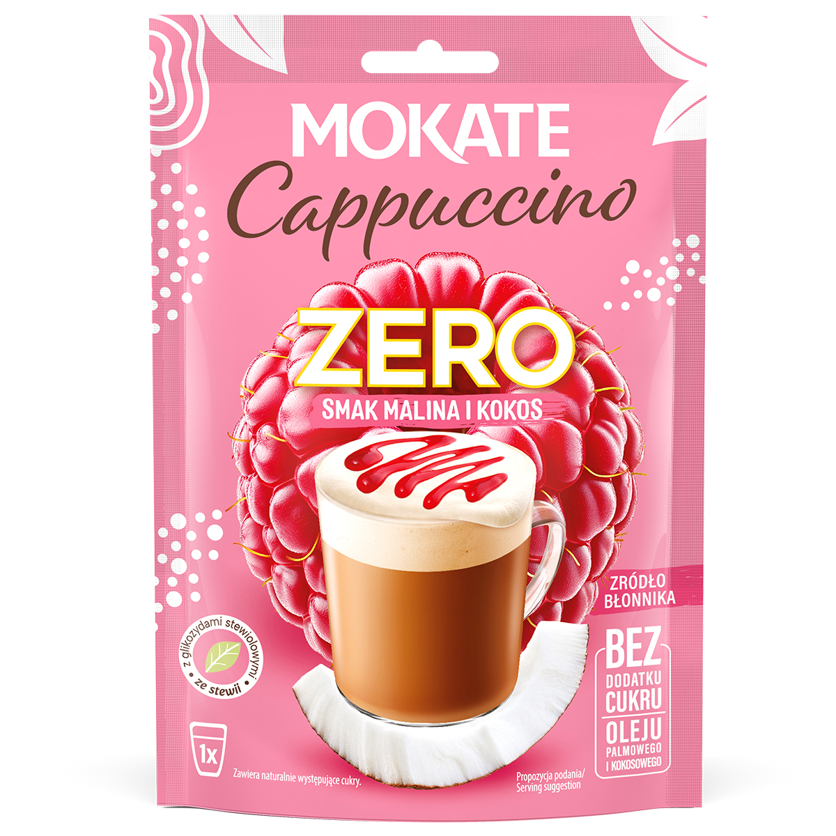10 packs x CAPPUCCINO ZERO raspberry and coconut