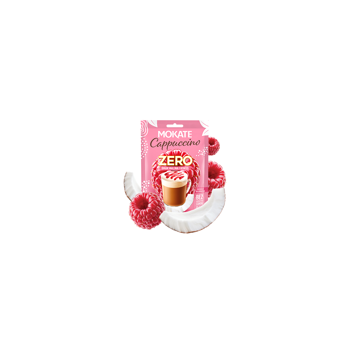 10 packs x CAPPUCCINO ZERO raspberry and coconut