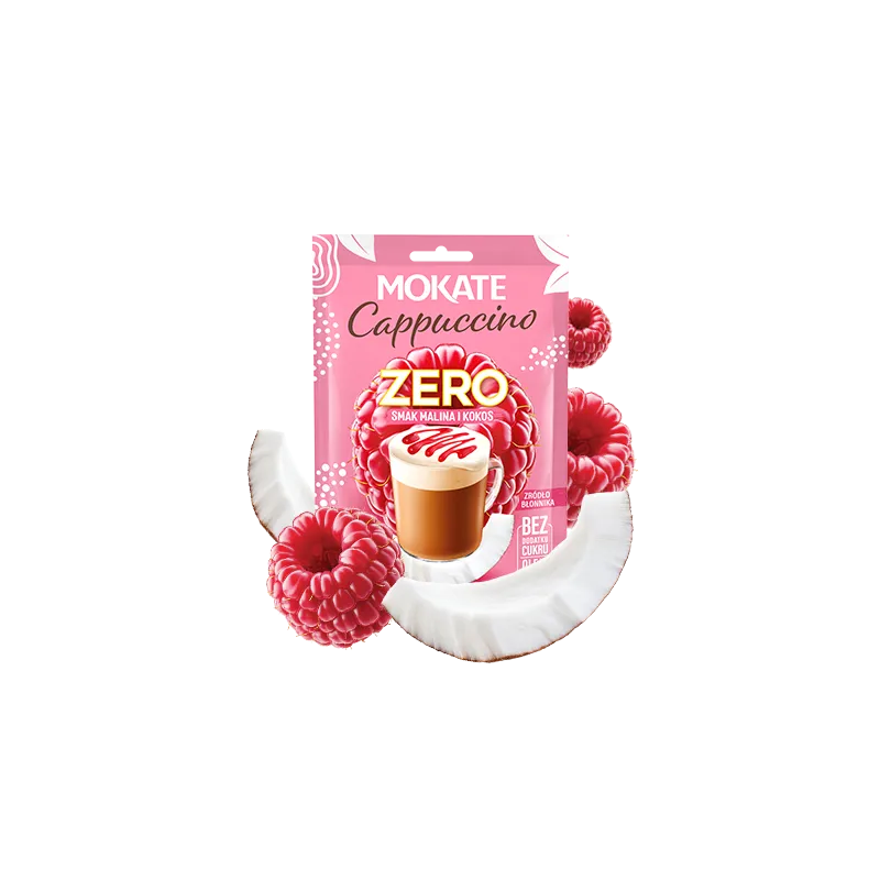 10 packs x CAPPUCCINO ZERO raspberry and coconut