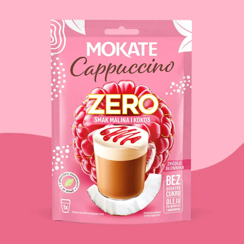 10 packs x CAPPUCCINO ZERO raspberry and coconut