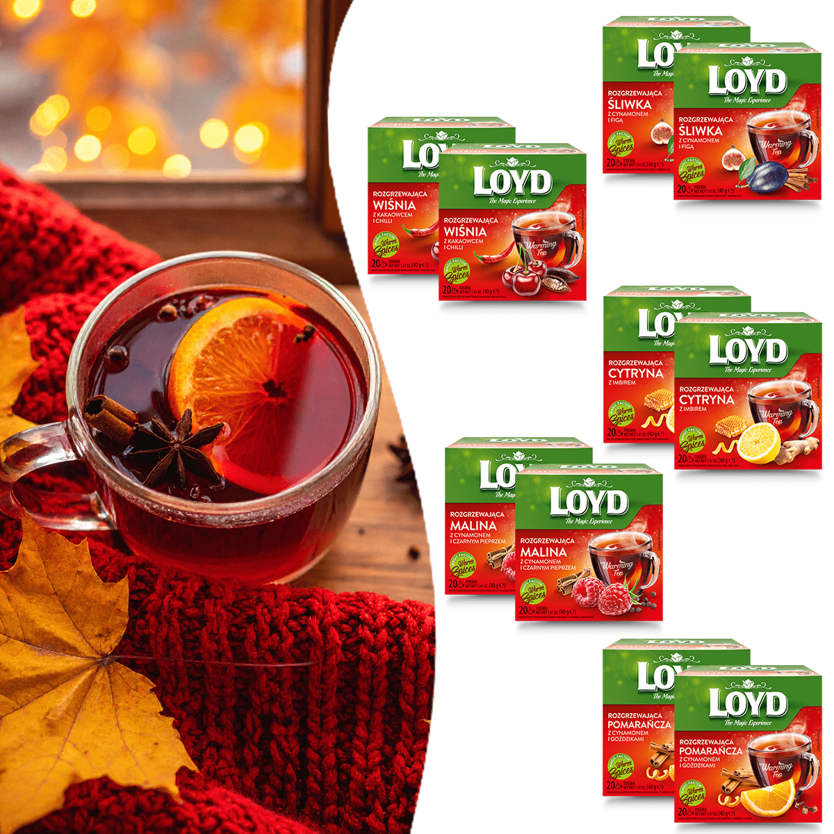 Mix Herbaty WARMING TEA OWOCOWE SMAKI 8 sztuk