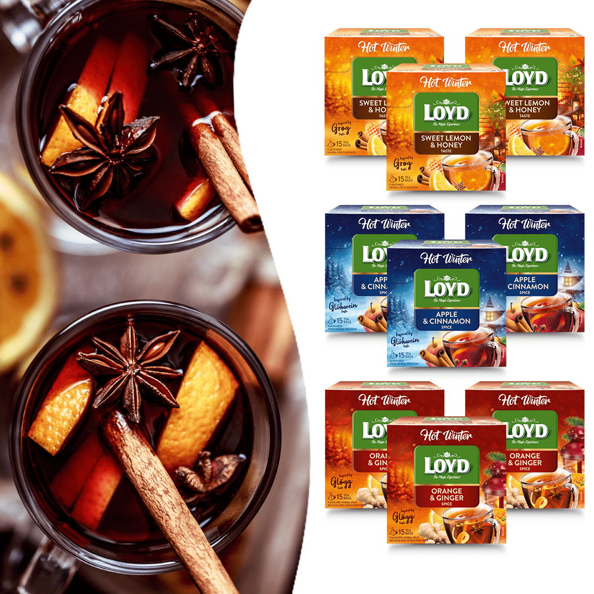 Hot Winter - 3 smaki zimowych herbat, Mix 9 sztuk