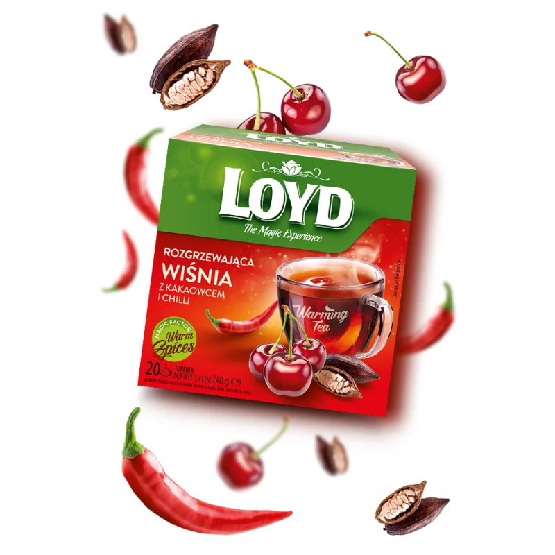 Herbatka rozgrzewająca Loyd Wiśnia z kakaowcem i chilli 20 torebek