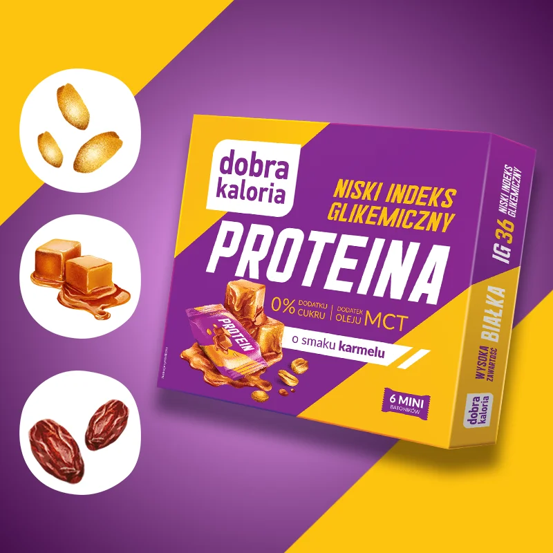 Mini batoniki PROTEIN karmel z niskim IG - 102g
