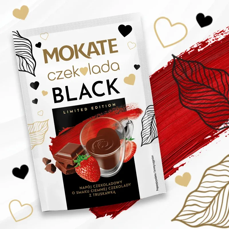 DARK CHOCOLATE AND STRAWBERRY-FLAVOURED DRINK 40G BLACK