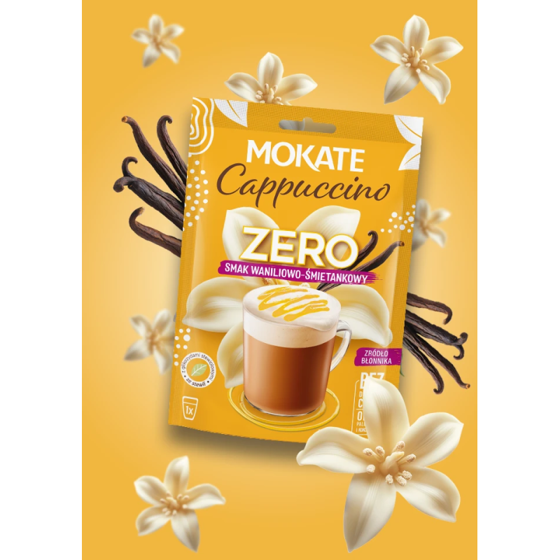 Cappuccino MOKATE ZERO Wanilia i śmietanka 20g bez dodatku cukru