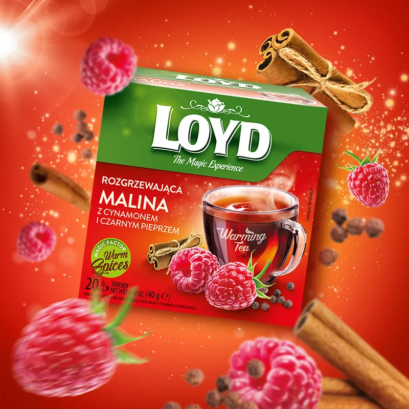 Loyd Warming Tea: Raspberry with Cinnamon and Black Pepper, 20 tea bags