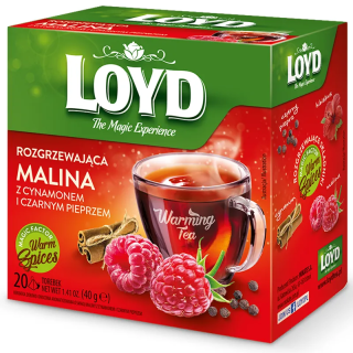 Loyd Warming Tea: Raspberry with Cinnamon and Black Pepper, 20 tea bags