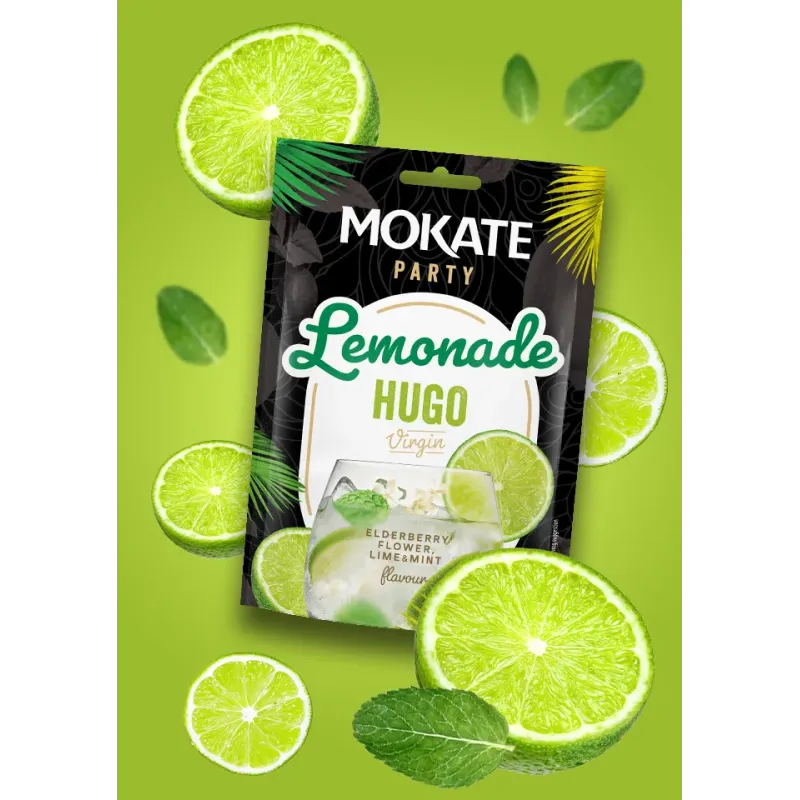 Lemoniada Hugo 40G Lemonade Party Mokate Czarny Bez, Limonka i Mięta
